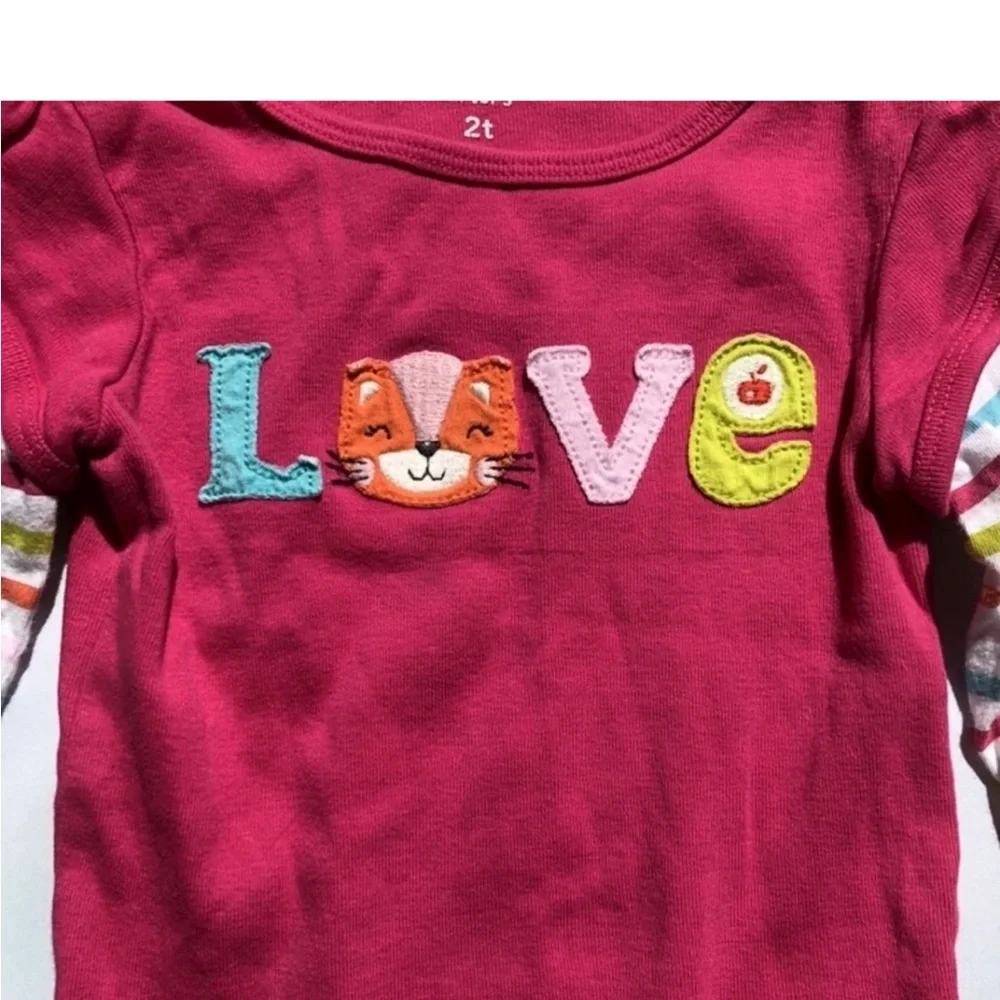 Carter’s 2T Long Sleeved Tee LOVE with fox face